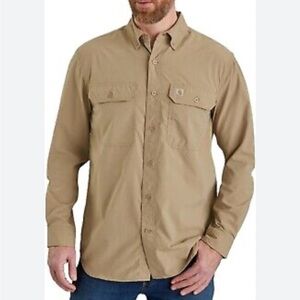 Carhartt Men's Relaxed Fit Lightweight Long-Sleeve khaki Shirt Size XL